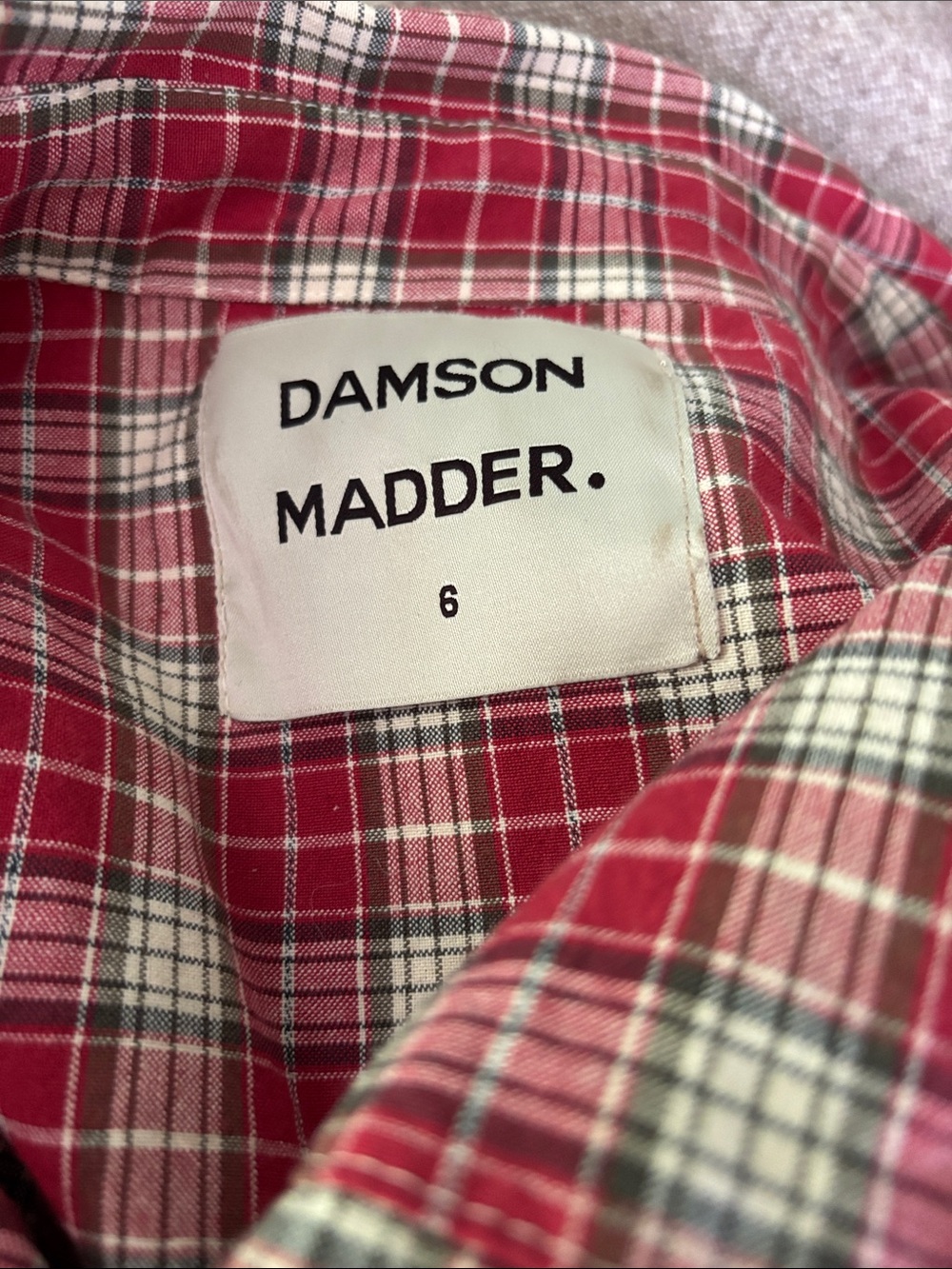 Damson Madder Oversized Red Plaid Button-Up Shirt - Picture 2 of 2